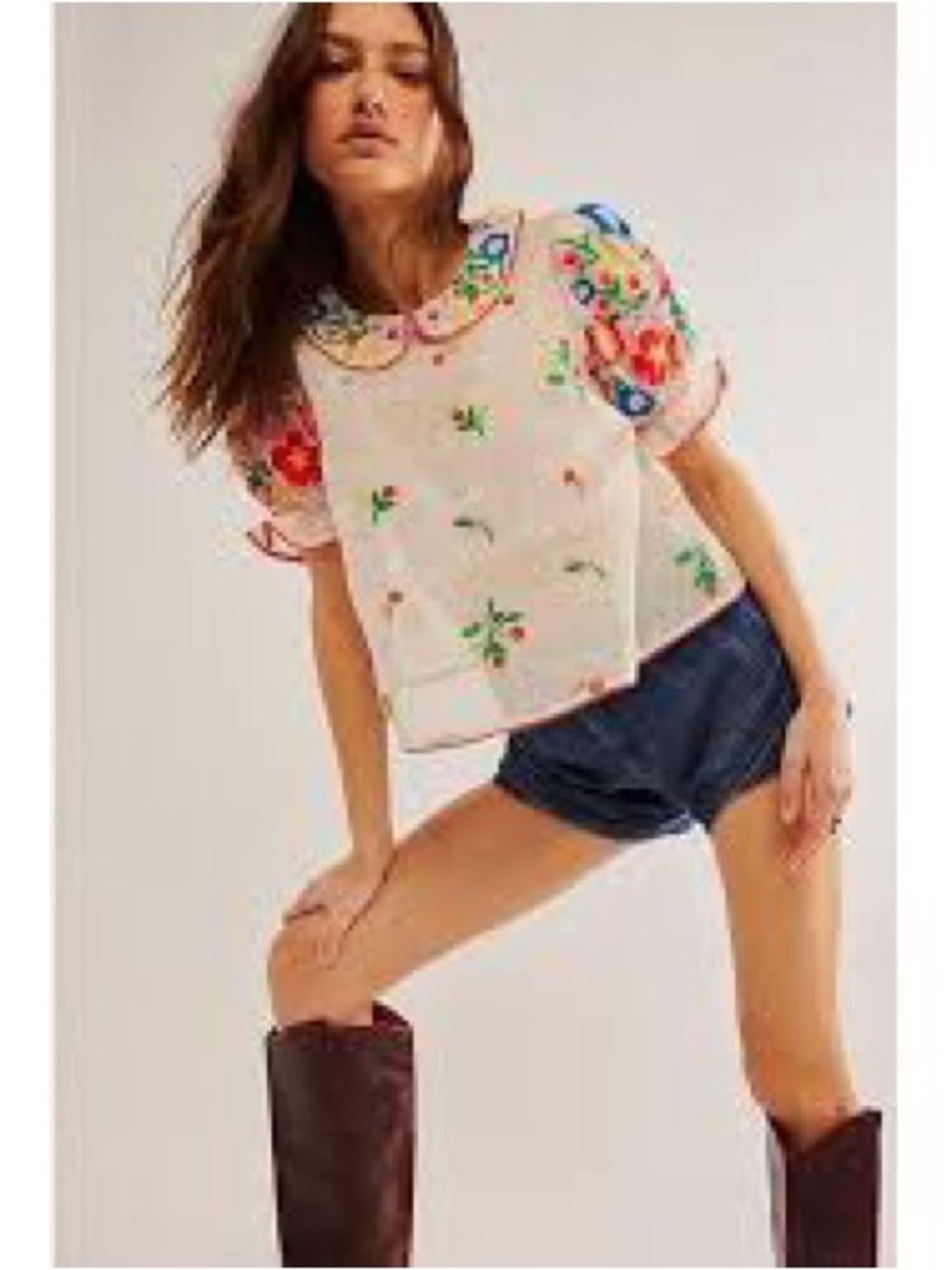 NWT free people embroidered top